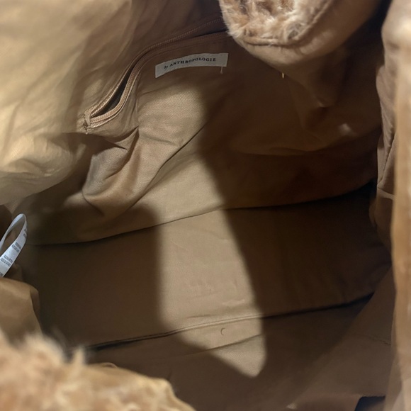 Anthropologie Fuzzy Tan Hobo Bag - Picture 5 of 6